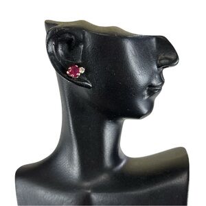 Elegant Ruby Red diamond gold Stud Earrings